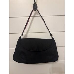 Victoria's‎ Secret Black Suede Shoulder Bag Purse Pink Accent Strap Y2K Grunge